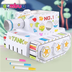 CB916718 CB916733 - Wearable doddle cardboard tank car drawing game DIY color painting toy